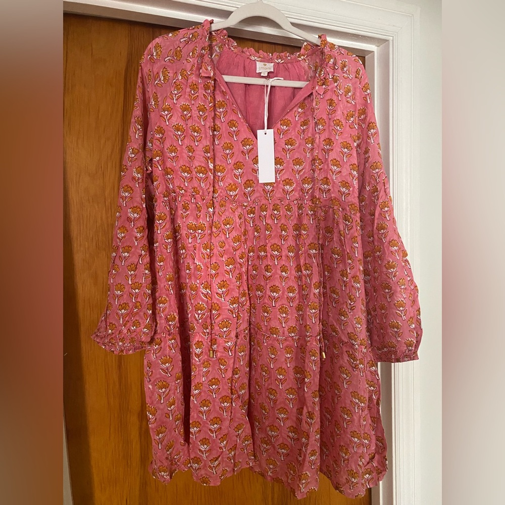 Pink floral long sleeve dress
